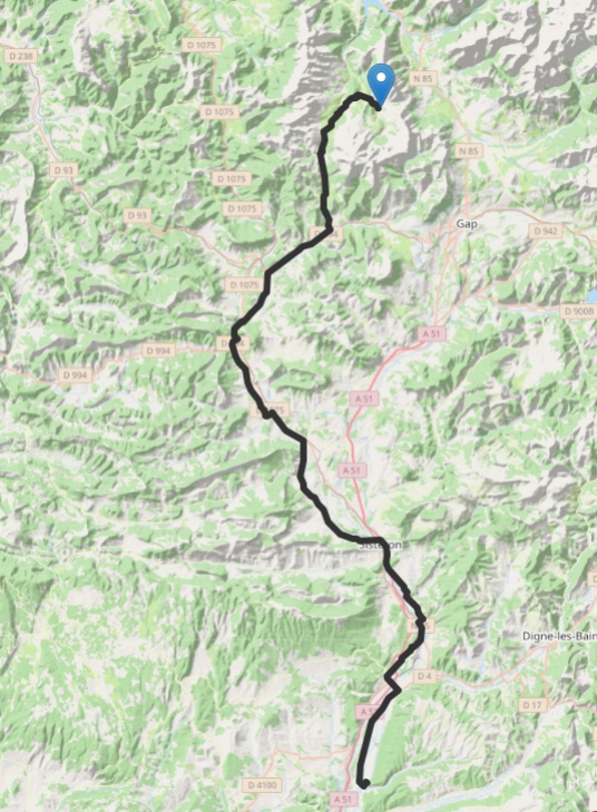  9 septembre - Oraison - St Etienne en Dévoluy 122km  D+2253. temps 9h46