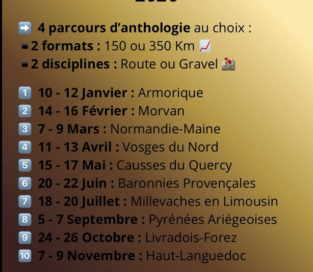 Outdoor cycling séries 2026